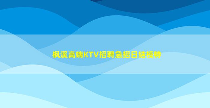 枫溪高端KTV招聘急招日结模特